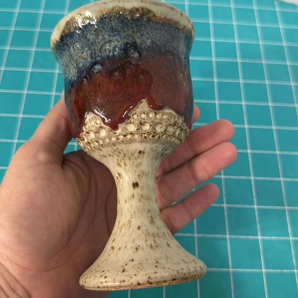 Mid 20th Century Stoneware Wine Goblet Studio Art Pottery - Picture 4 of 10